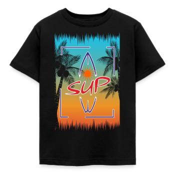 SUP Board Paddle Stand Up Paddling Shirt - T-shirt Enfant - noir - Devant - AI Model Kid Female (0cm)