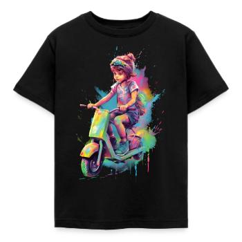 Junge mit Roller - Kinder T-Shirt - Schwarz - Vorne - AI Model Kid Female (0cm)