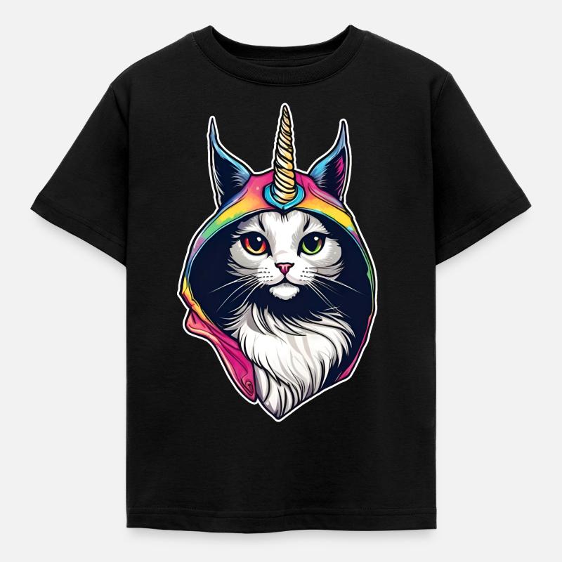 Chat mignon avec sweat à capuche Licorne - T-shirt Enfant - noir