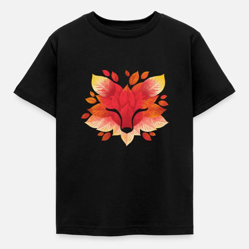 Fox leaf - Kids' T-Shirt - black