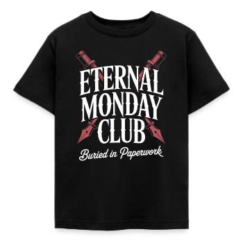 Eternal Monday Club: Buried in Paperwork - Kids' T-Shirt - black - Front - AI Model Kid Female (0cm)