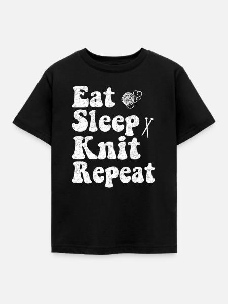 Eat Sleep Knit Repeat - Kinder T-Shirt - Schwarz