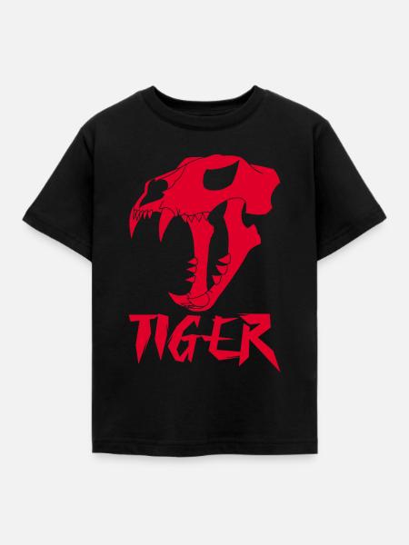 Tigerschädel (Rot) - Kinder T-Shirt - Schwarz