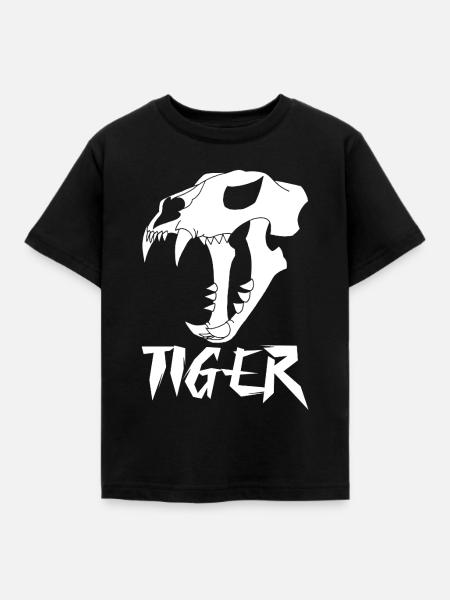 Tigerschädel (Weiß) - Kinder T-Shirt - Schwarz