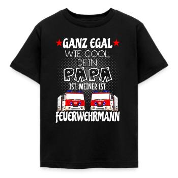 Kinder T-Shirt - Mein Papa ist Feuerwehrmann - Kinder T-Shirt - Schwarz - Vorne - AI Model Kid Female (0cm)