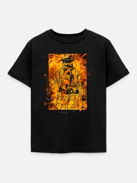 Feuerwehrmann - Kinder T-Shirt - Schwarz