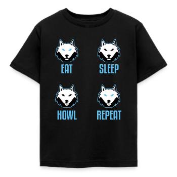 Loup mangeant endormi en répétant - T-shirt Enfant - noir - Devant - AI Model Kid Female (0cm)