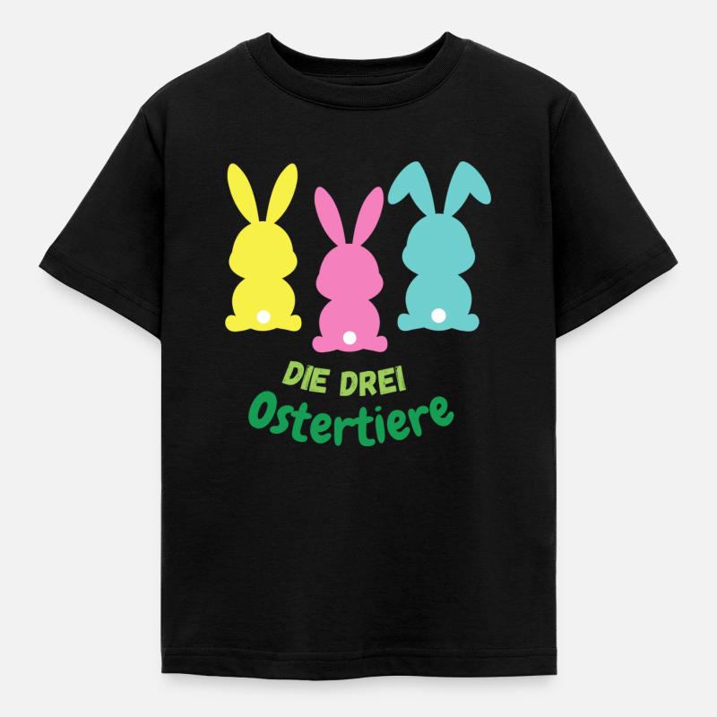 Die drei Ostertiere - Kinder T-Shirt - Schwarz