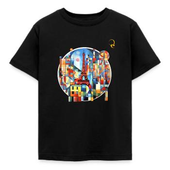 EIFFEL TOWER - Kids' T-Shirt - black - Front - AI Model Kid Female (0cm)