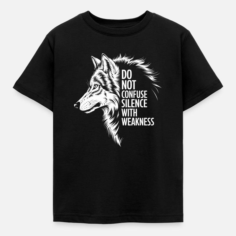 Wolf Silence Stärke - Kinder T-Shirt - Schwarz