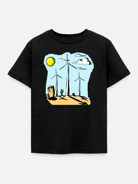 windräder - Kinder T-Shirt - Schwarz
