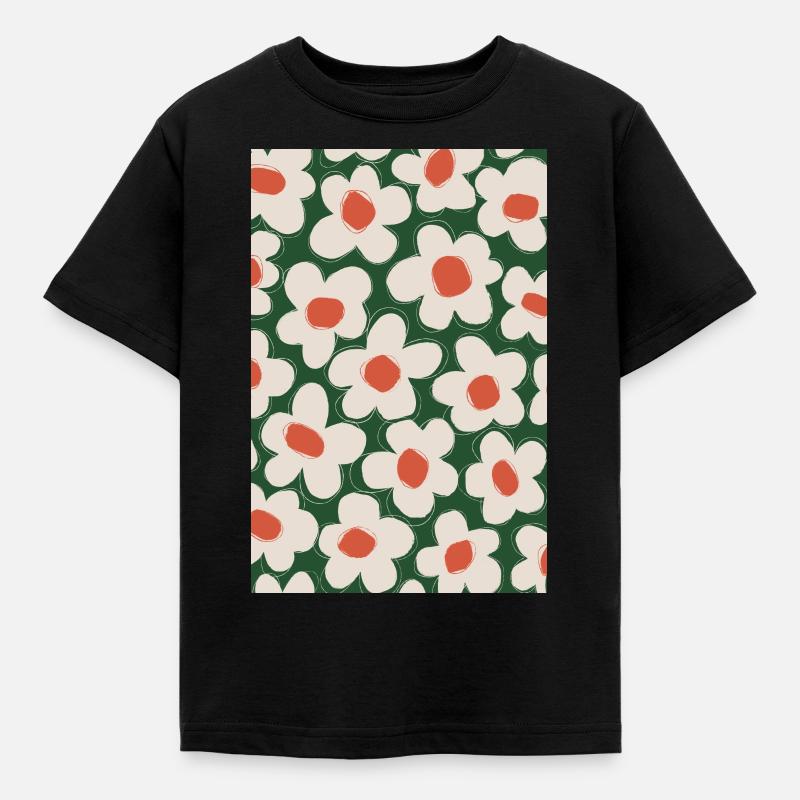 Fleurs beiges mignonnes - T-shirt Enfant - noir