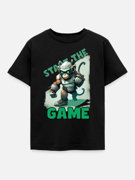 Space Gaming Gamer Monkey - Kinder T-Shirt - Schwarz