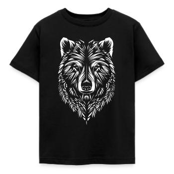Bear Ornament Nature Forest Grizzly Bears Wild Animals - Kids' T-Shirt - black - Front - AI Model Kid Female (0cm)