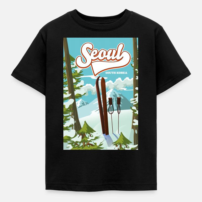 Séoul Corée du Sud Affiche de ski - T-shirt Enfant - noir