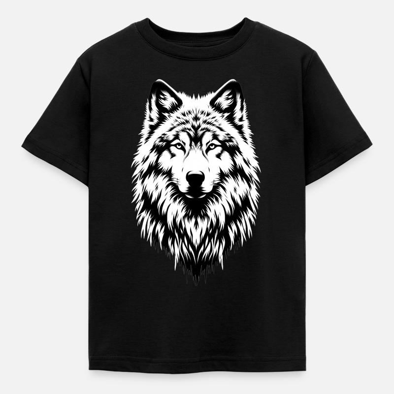 Wolf - Kinder T-Shirt - Schwarz