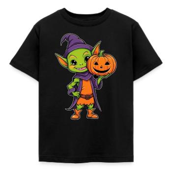 Cute halloween goblin - Kids' T-Shirt - black - Front - AI Model Kid Female (0cm)