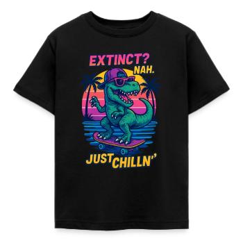 Extinct? Near. Just Chillin'. – Funny skateboard - Kids' T-Shirt - black - Front - AI Model Kid Female (0cm)