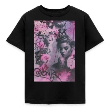 Pink queen Omikly popart rose couronne Graffiti - T-shirt Enfant - noir - Devant - AI Model Kid Female (0cm)