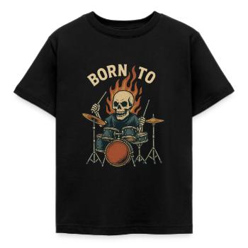 Born To Drum - Kids' T-Shirt - black - Front - AI Model Kid Female (0cm)