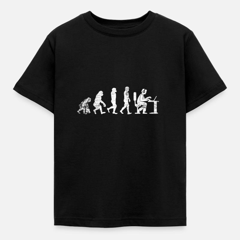 Evolution Gamer vintage zocken Nerd Spiele Spaß - Kinder T-Shirt - Schwarz