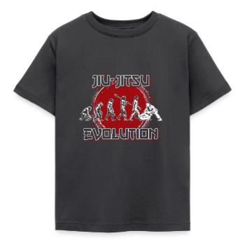 Jiu Jitsu Evolution - Kinder T-Shirt - Dunkelgrau - Vorne - AI Model Kid Female (0cm)
