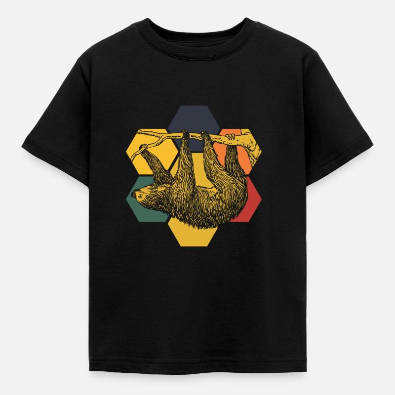 Faultier - Kinder T-Shirt - Schwarz