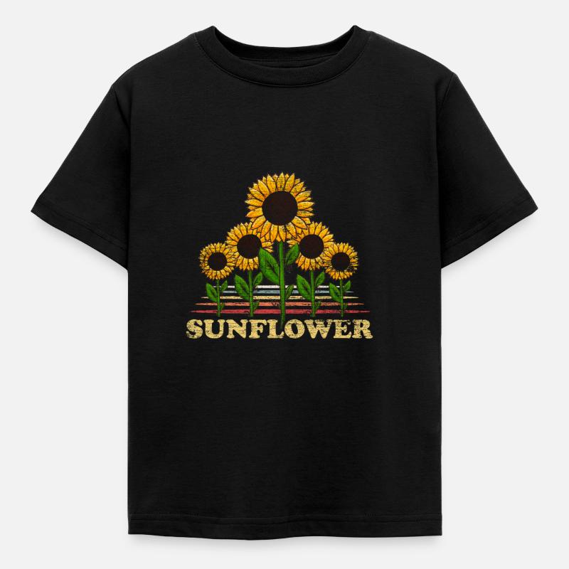 Sonnenblume - Kinder T-Shirt - Schwarz