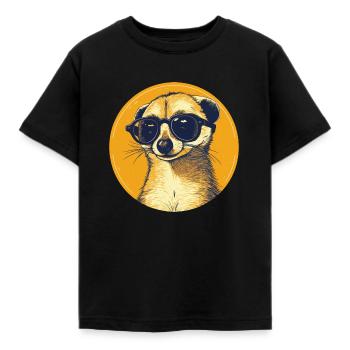 Meerkat with sunglasses, Suricate - Kids' T-Shirt - black - Front - AI Model Kid Female (0cm)