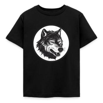 Wolf, Wildhund, Grauer Wolf, Canis lupus - Kinder T-Shirt - Schwarz - Vorne - AI Model Kid Female (0cm)