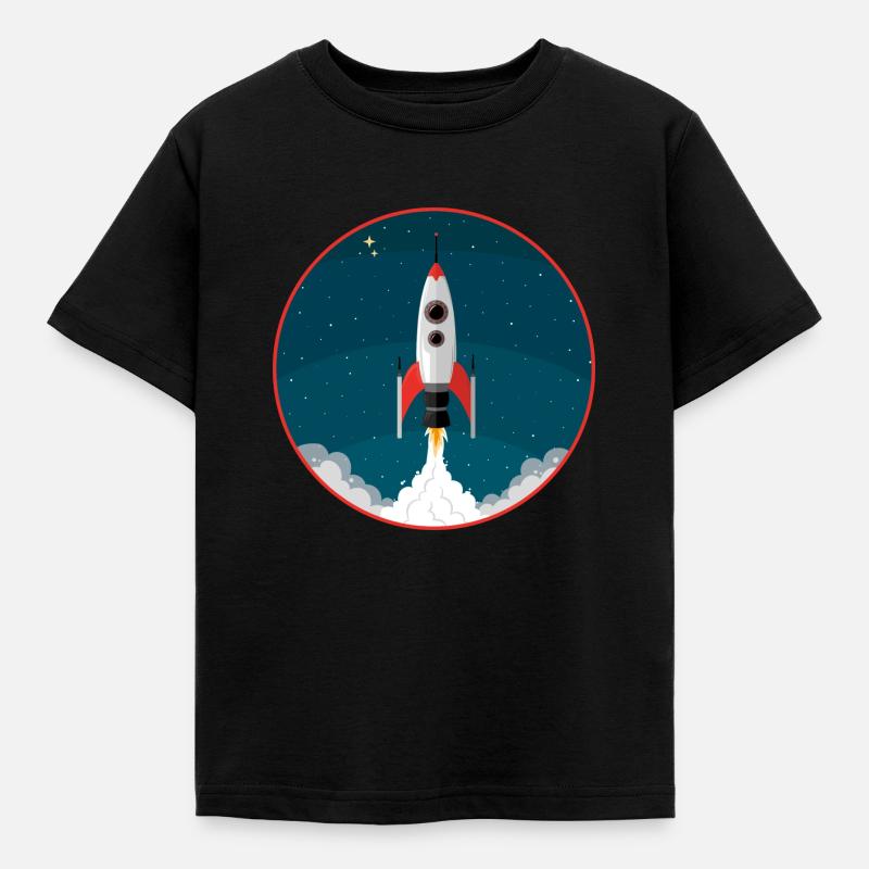 Rakete - Kinder T-Shirt - Schwarz