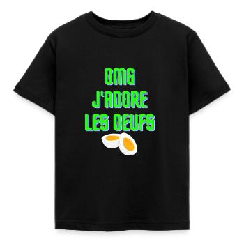 OMG j'adore les oeufs - T-shirt Enfant - noir - Devant - AI Model Kid Female (0cm)