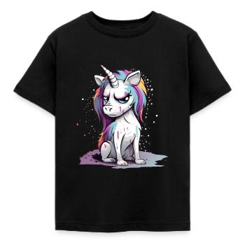 Licorne grincheuse - T-shirt Enfant - noir - Devant - AI Model Kid Female (0cm)