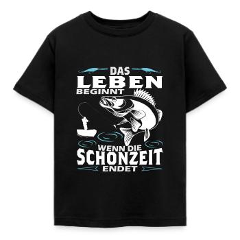 Zander Angler - Kinder T-Shirt - Schwarz - Vorne - AI Model Kid Female (0cm)