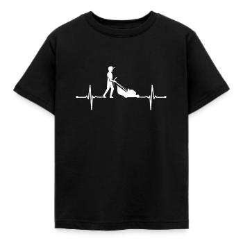 the lawn mows heartbeat grass - Kids' T-Shirt - black - Front - AI Model Kid Female (0cm)