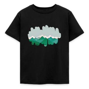 Forest mountains in the morning mist - Kids' T-Shirt - black - Front - AI Model Kid Female (0cm)