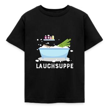 Lauchsuppe Badewanne Lauch Motiv lustiger Wortwitz - Kinder T-Shirt - Schwarz - Vorne - AI Model Kid Female (0cm)