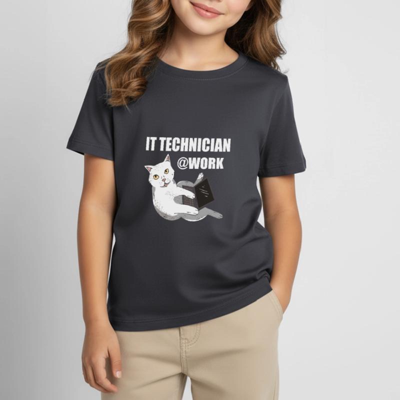IT Technician Cat Programmer Techie Kids' T-Shirt