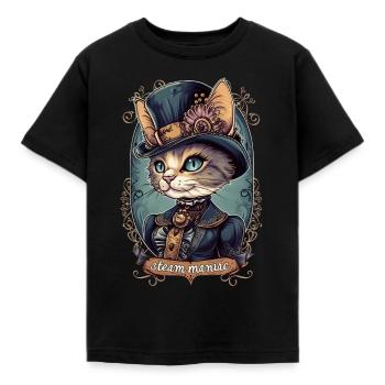 Chat steampunk victorien - T-shirt Enfant - noir - Devant - AI Model Kid Female (0cm)