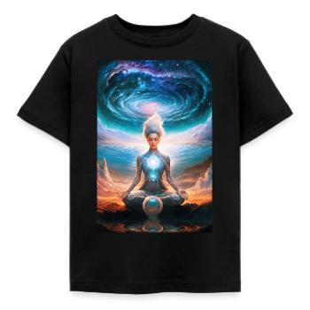 Kosmische Meditation - Kinder T-Shirt - Schwarz - Vorne - AI Model Kid Female (0cm)
