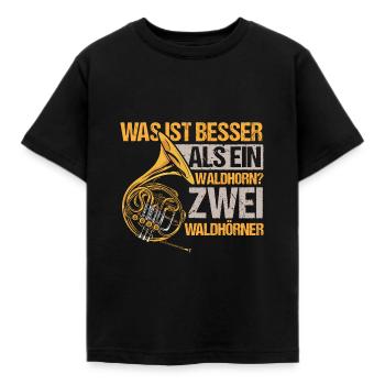 Waldhorn Musik Musikverein - Kinder T-Shirt - Schwarz - Vorne - AI Model Kid Female (0cm)