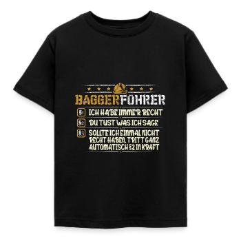 Baggerführer Baumaschinist Baumaschine Baustelle - Kinder T-Shirt - Schwarz - Vorne - AI Model Kid Female (0cm)