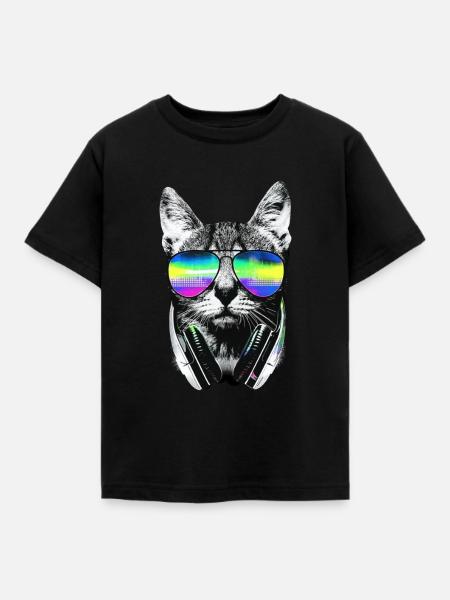 Coole Katze - Kinder T-Shirt - Schwarz