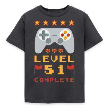 51st Birthday Level 51 Complete - Kids' T-Shirt - dark grey - Front - AI Model Kid Female (0cm)