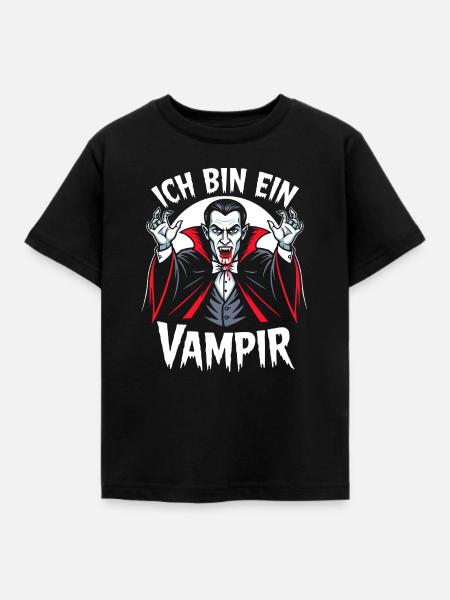 Vampir Kostüm Blutsauger Halloween Grusel - Kinder T-Shirt - Schwarz
