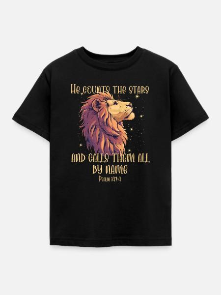 Löwe Bibelvers Christlich - Kinder T-Shirt - Schwarz