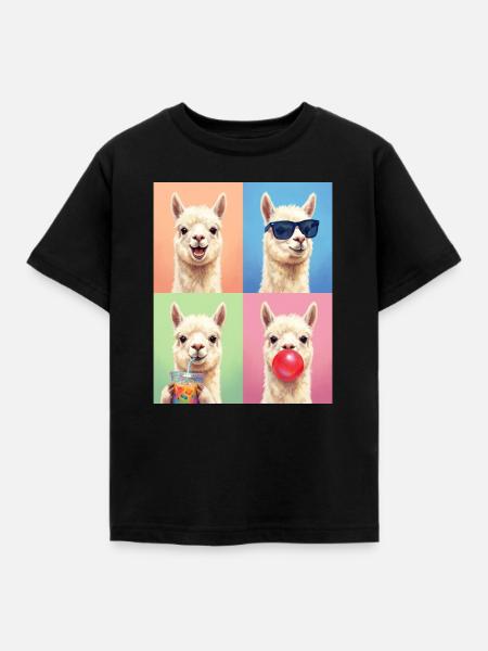 Alpakas Alpaka - Kinder T-Shirt - Schwarz