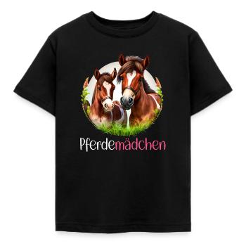 Pferdemädchen Pferdeshirt Pferd Reiterin Mädchen - Kinder T-Shirt - Schwarz - Vorne - AI Model Kid Female (0cm)