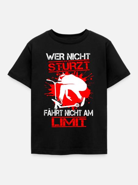 Stunt Scooter Tretroller Kinderroller Geschenk - Kinder T-Shirt - Schwarz