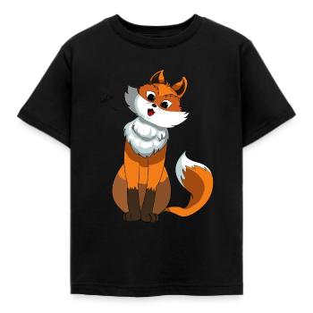 Cartoon Comic Fuchs - Kinder T-Shirt - Schwarz - Vorne - AI Model Kid Female (0cm)